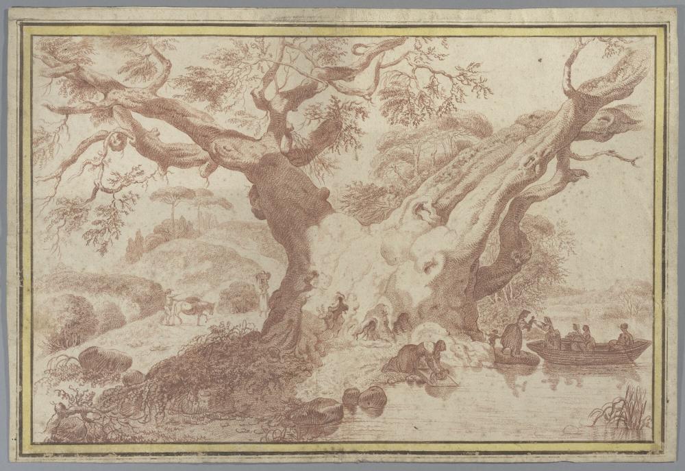 Gezicht op het meer van Nemi met de gewijde boom