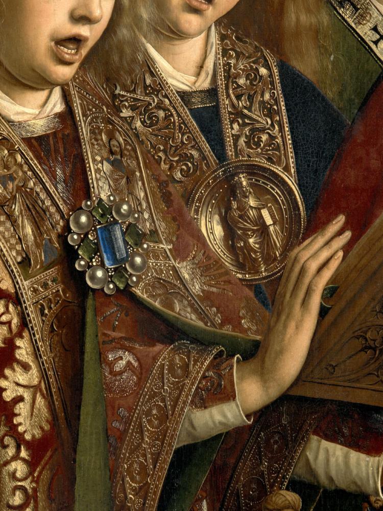 het Lam Gods: detail uit paneel De Zingende Engelen
