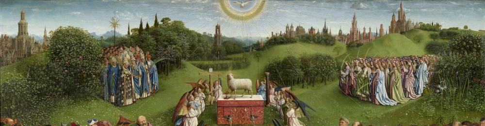 het Lam Gods: De Aanbidding van het Lam Gods Detail