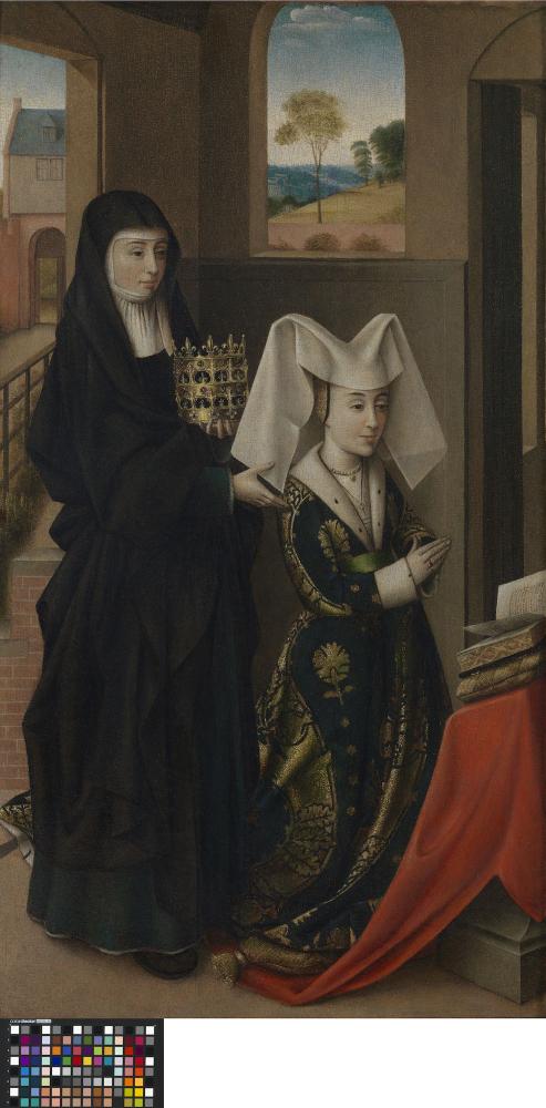 Isabella van Portugal met de heilige Elisabeth Linkerluik van een triptiek