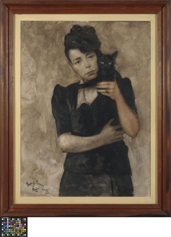 Vrouw met zwarte kat