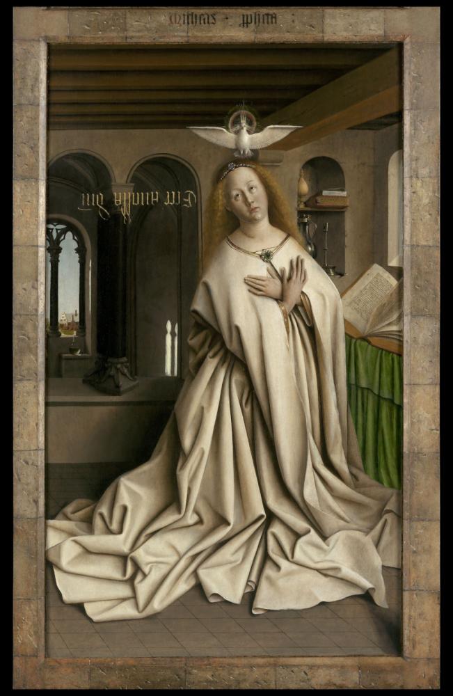 het Lam Gods: De Maagd Maria ontvangt de boodschap van de Engel Gabriël
