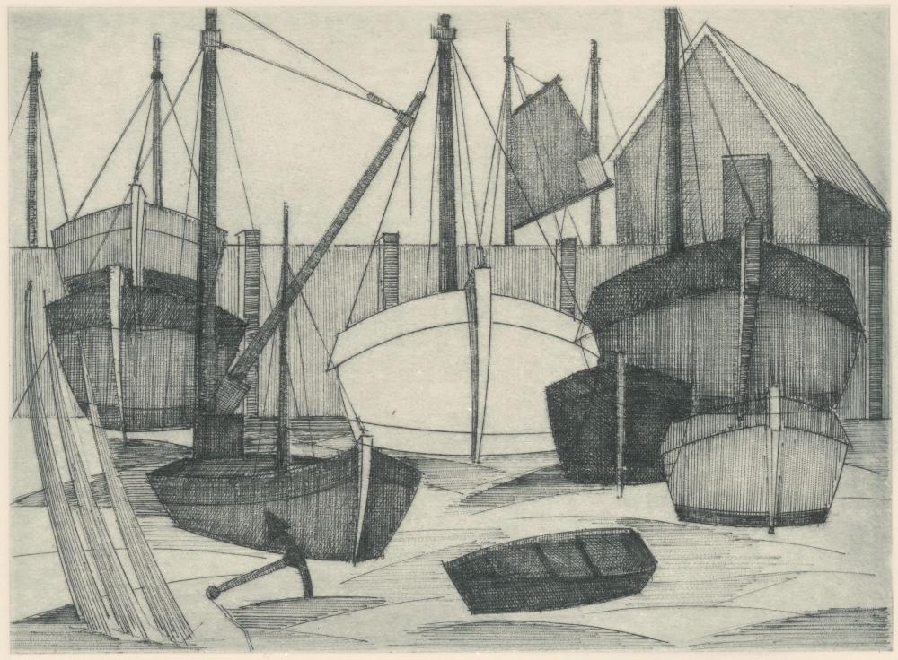 Scheepswerf met yachten