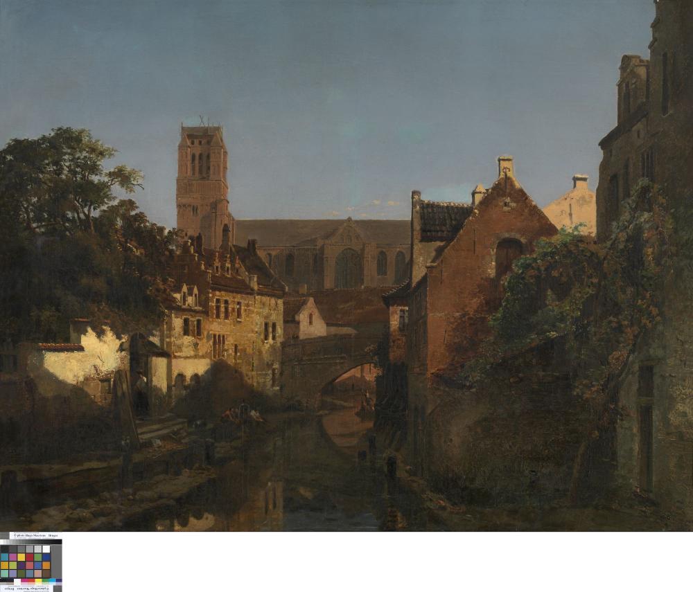De Sint-Salvatorskerk in Brugge gezien vanop de Begijnhofbrug