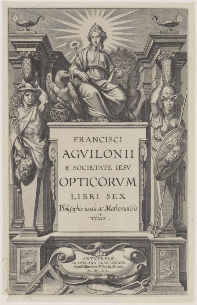 Titelblad van : Francisci Aguilonii Opticorum libri sex. Antverpiae ex officina Plantiniana