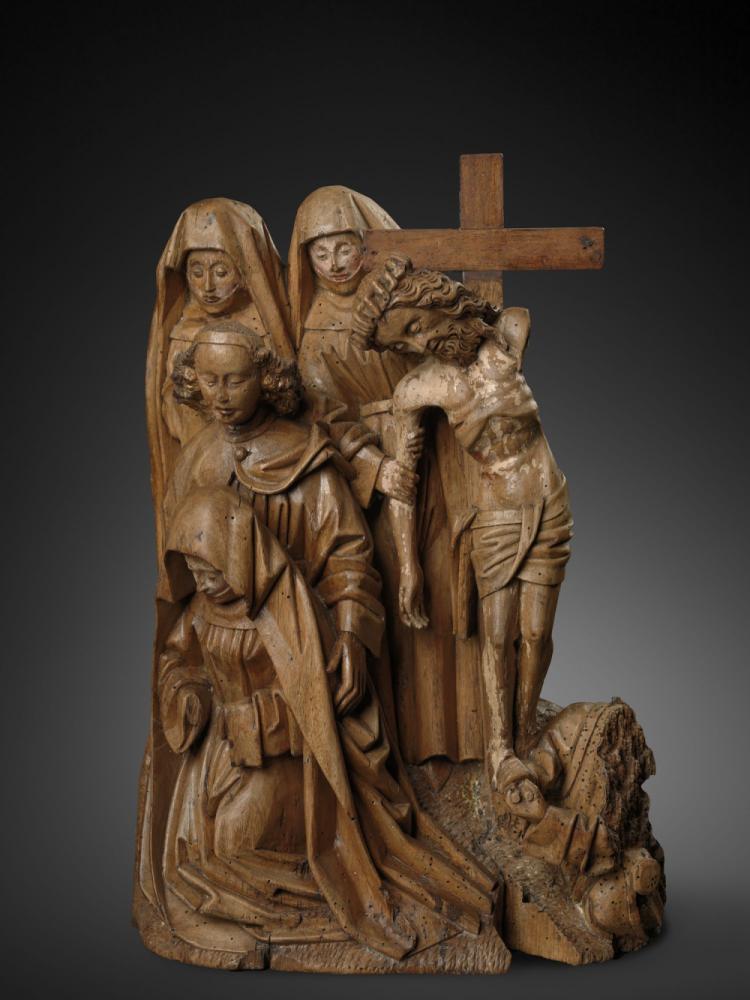 De bezwijming van Maria en De kruisafneming (retabelfragment )