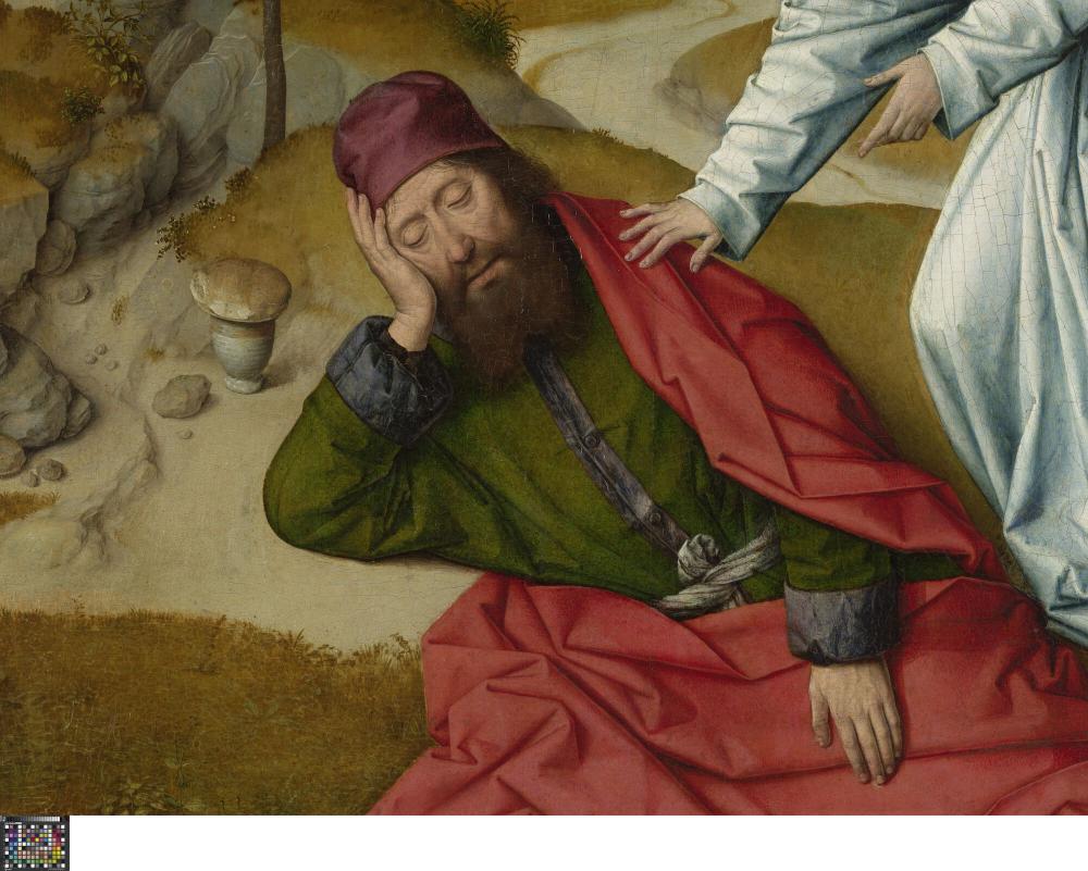 Het Laatste Avondmaal. Detail uit paneel rechtsonder
