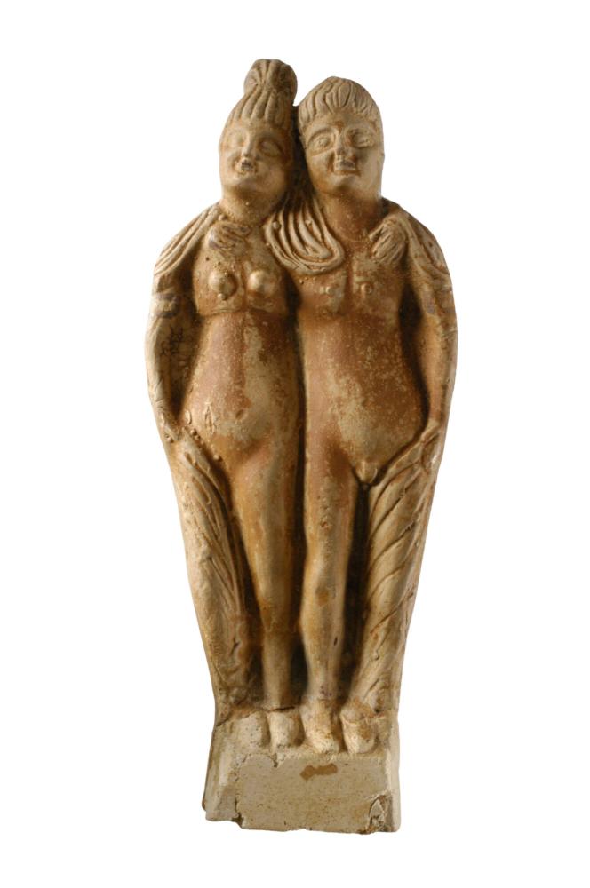 Figurine van Amor en Psyche in terracotta