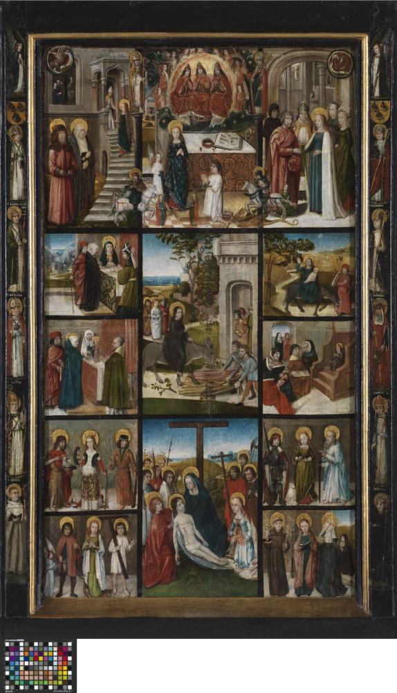Heilige Drievuldigheid  taferelen uit het leven van Maria en Christus en heiligen