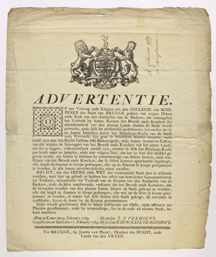 Advertentie Brood: 1769