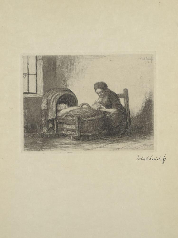 De moeder bij de wieg