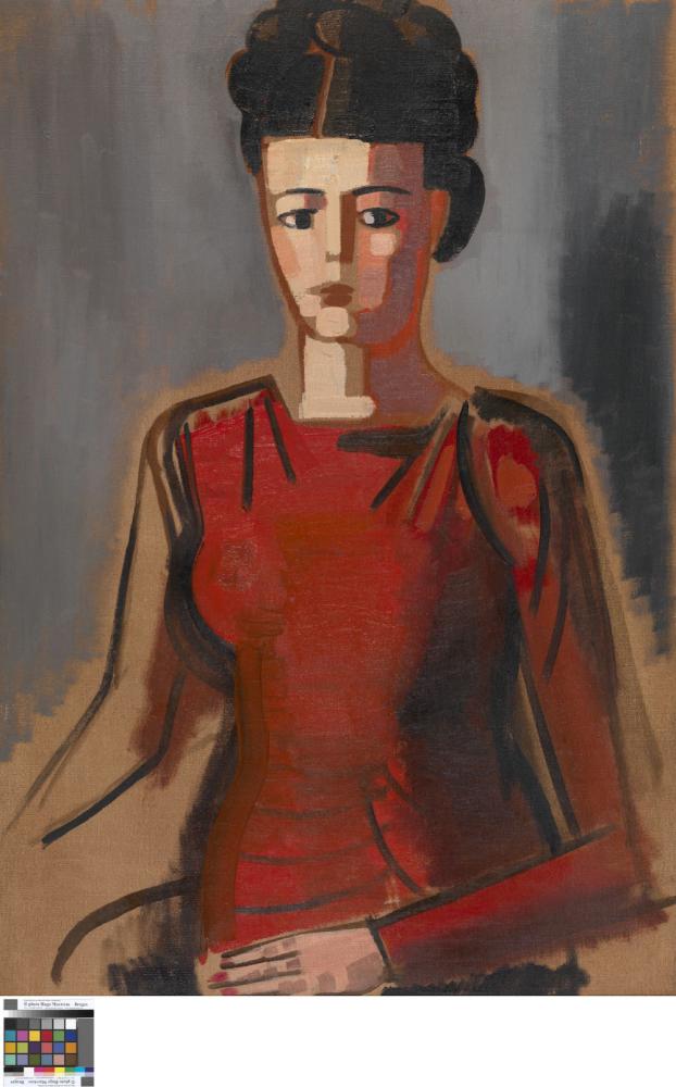 Portret van de kunstenares Irène Hamerlinck