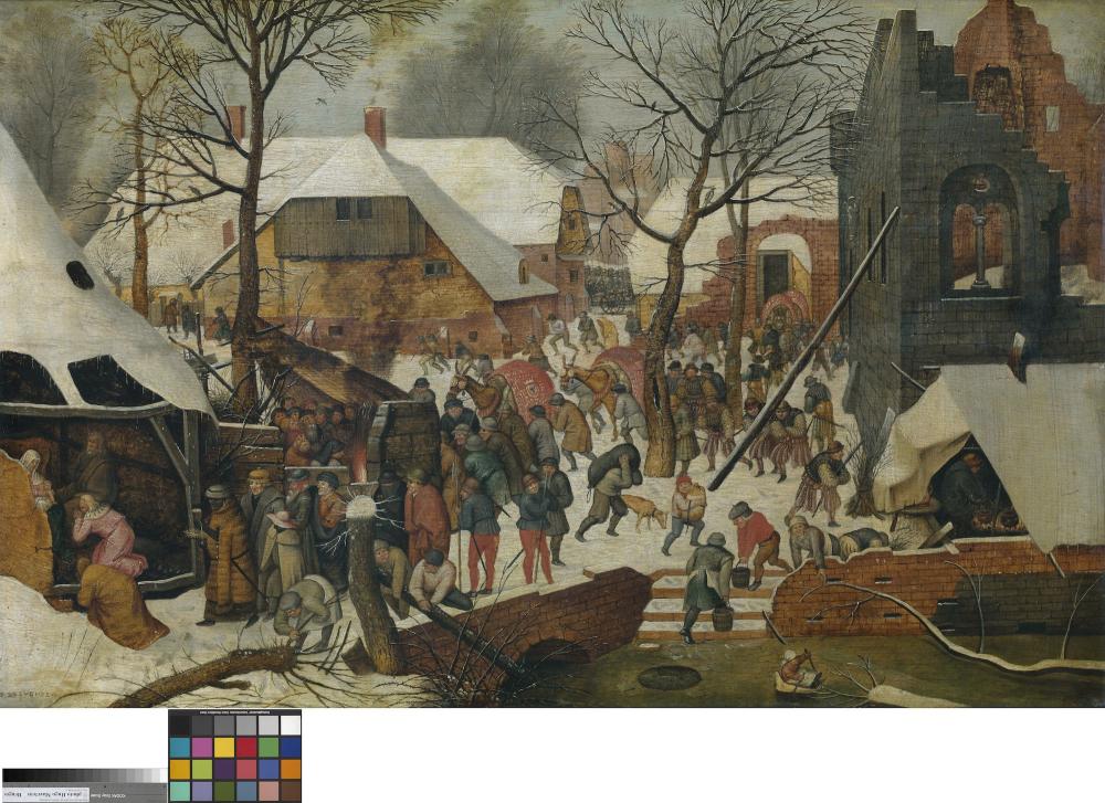Aanbidding door de koningen in de sneeuw