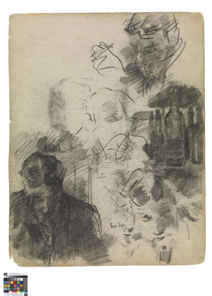 De schilder Alfred William Finch  studie met flessen