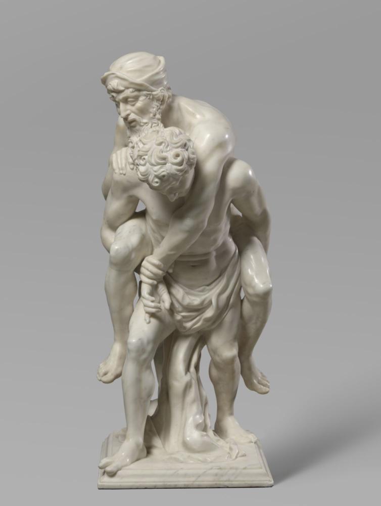 Aeneas draagt zijn vader Anchises weg uit het brandende Troje