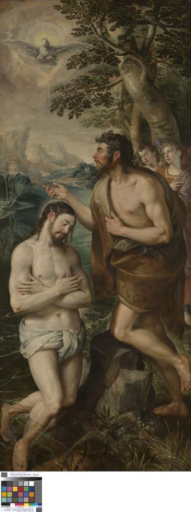 Altaarstuk van het bontwerkersambacht (linkerluik) Doopsel van Christus