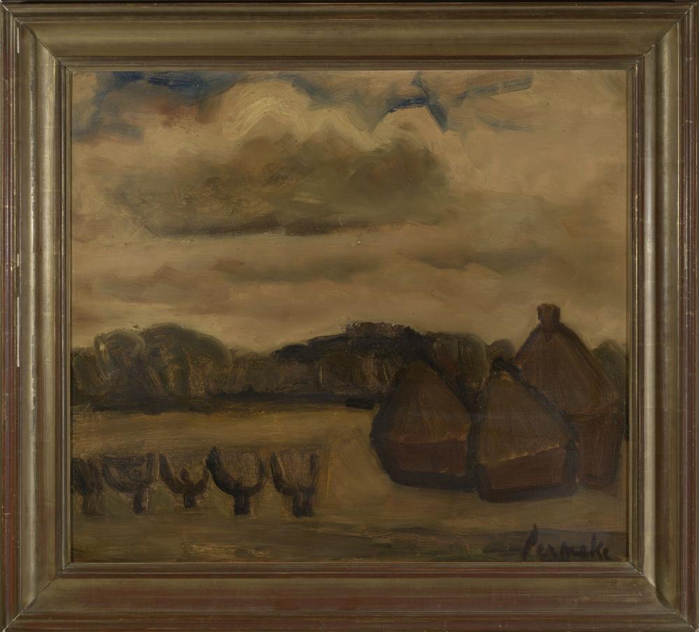 Landschap met hooimijten