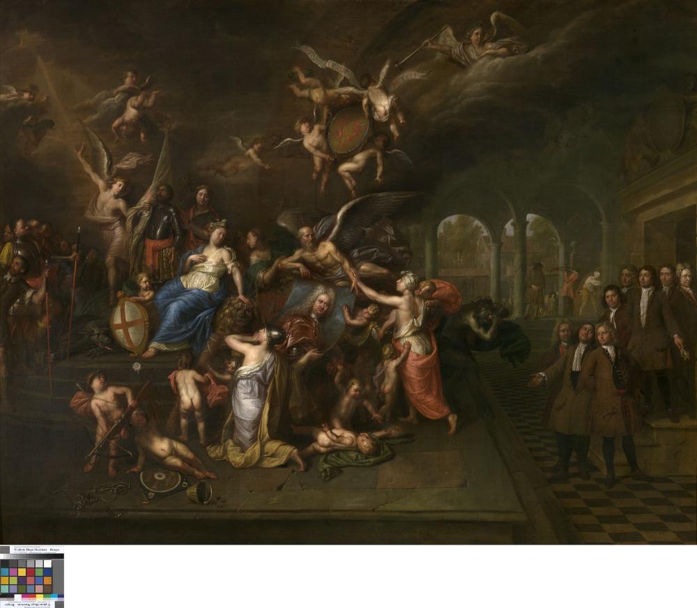 De gilde van de Jonge Voetboog vereert het portret van hoofdman Jan Karel de Cordes