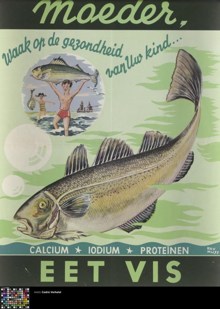 Affiche 'Moeder, waak op de gezondheid van uw kind - Eet Vis'