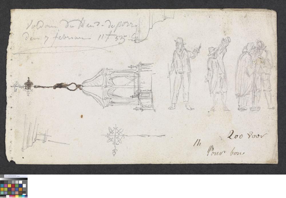 Studies van figuren en een torenspits