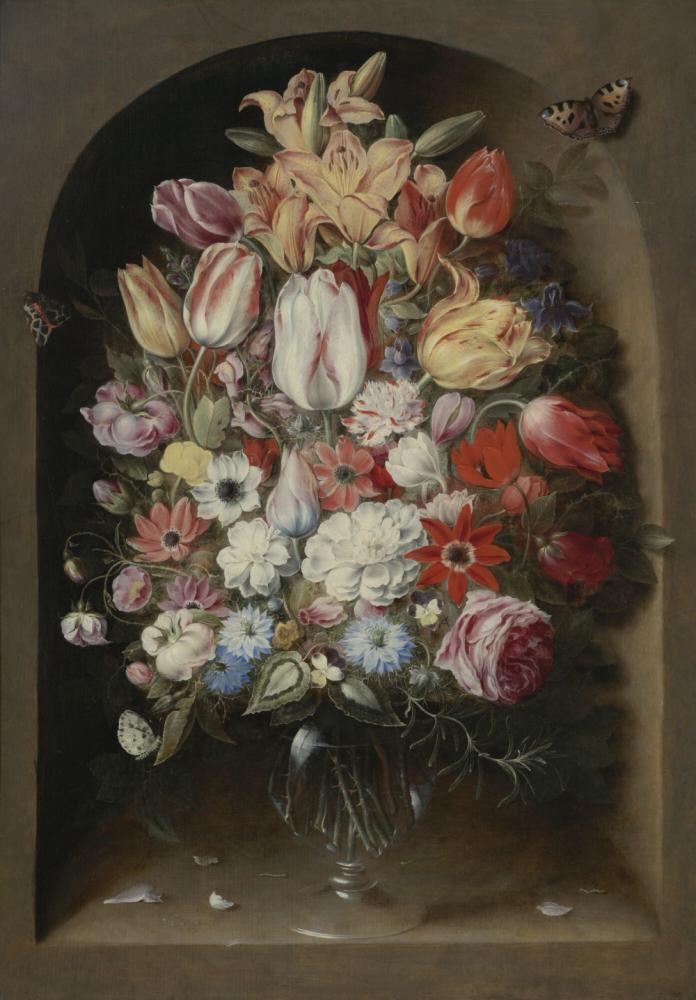 Bloemstuk in een nis