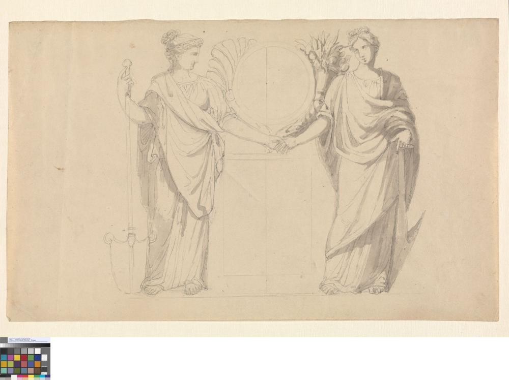 Twee allegorische vrouwefiguren