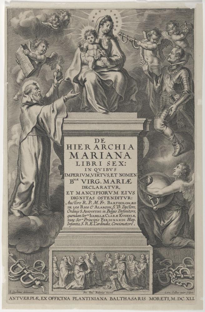 Titelblad van : Bartholomaeus de los Rios de Hierarchia Mariana Antverpiae ex officina Plantiniana Infolio