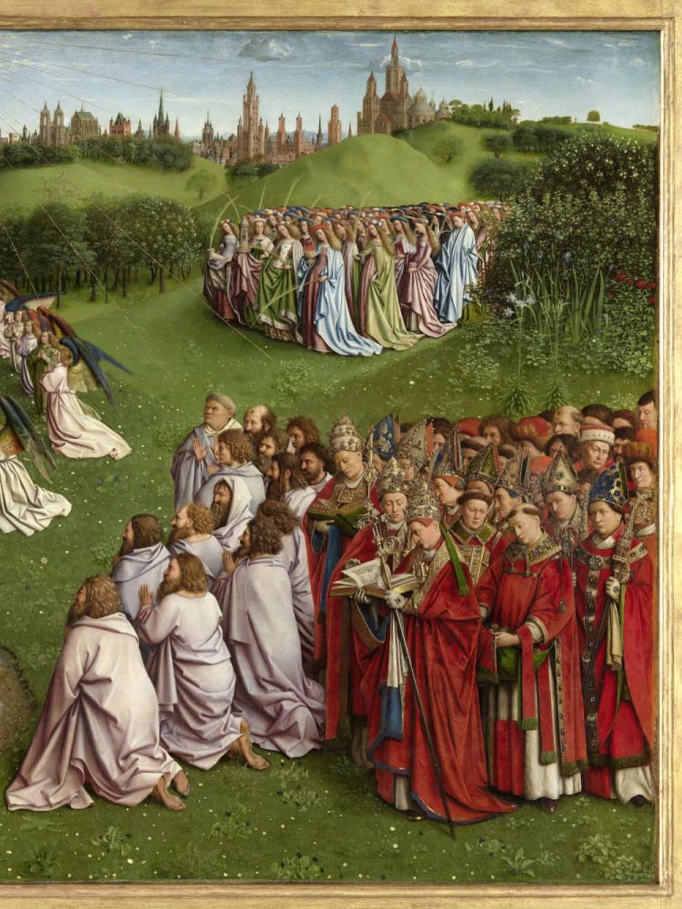 het Lam Gods: De Aanbidding van het Lam Gods Detail