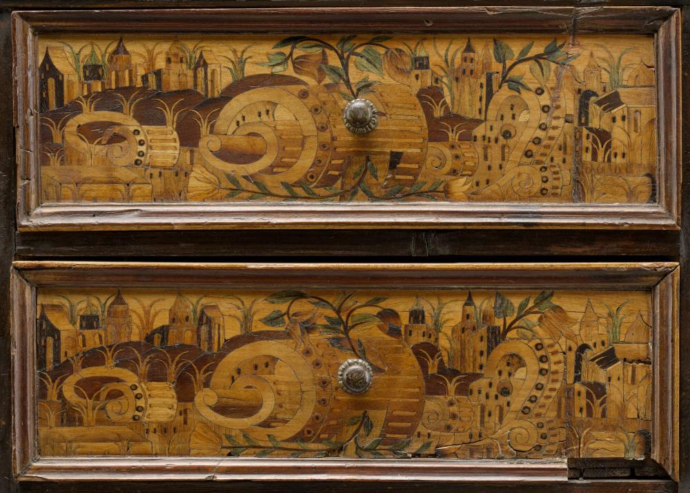 Cantoor met figuratief inlegwerk