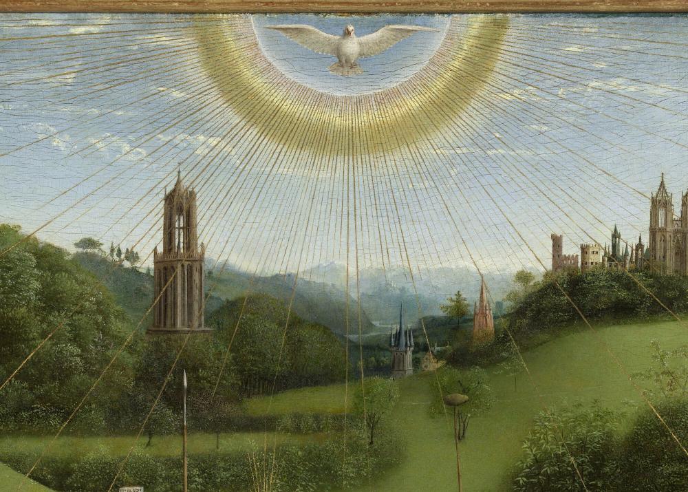 het Lam Gods: De Aanbidding van het Lam Gods Detail