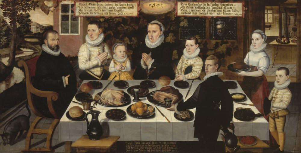 Protestantse familie aan tafel