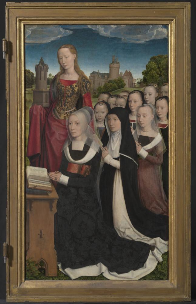 Barbara van Vlaenderbergh met haar dochters en patroonheilige