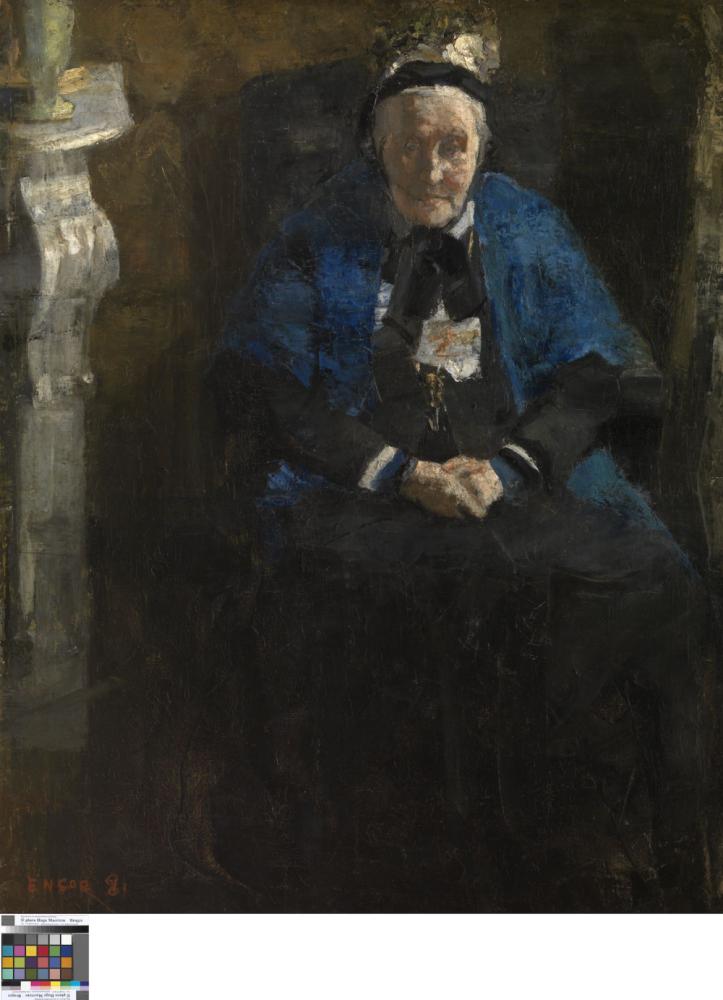 Vrouw met blauwe halsdoek