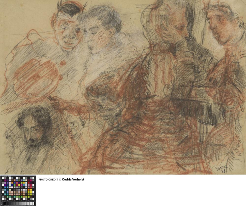 Zelfportret en figuren - Ensor en zijn familie