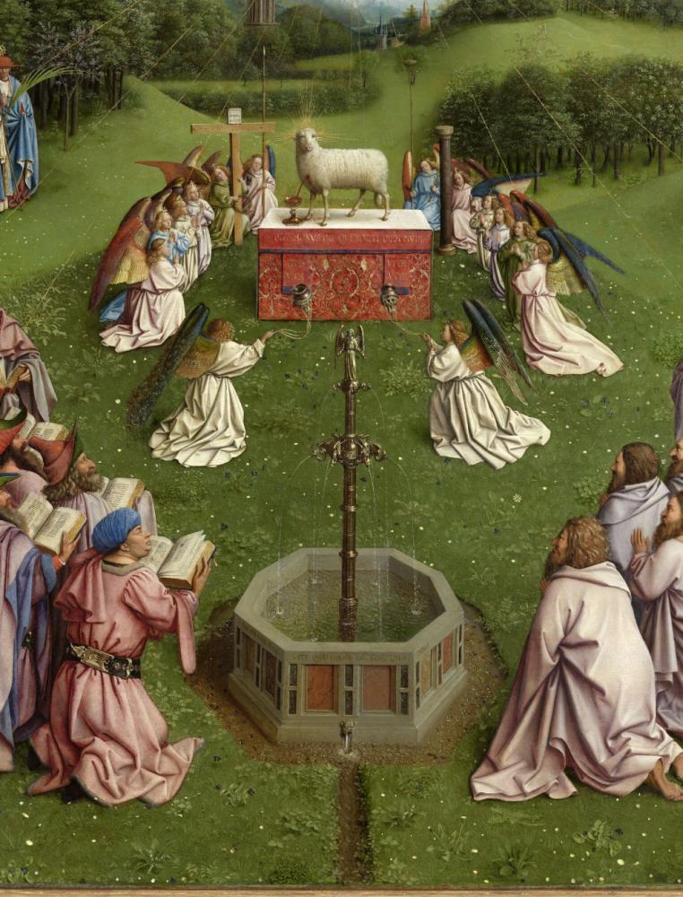 het Lam Gods: De Aanbidding van het Lam Gods Detail