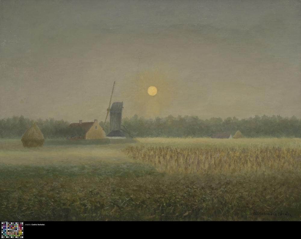 Molen te Latem bij maanlicht