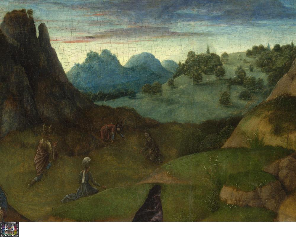 Het Laatste Avondmaal. Detail uit paneel rechtsboven