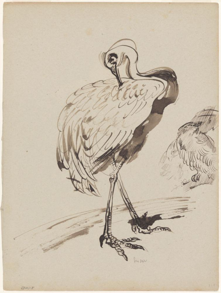 Chinoiserie  een ooievaar
