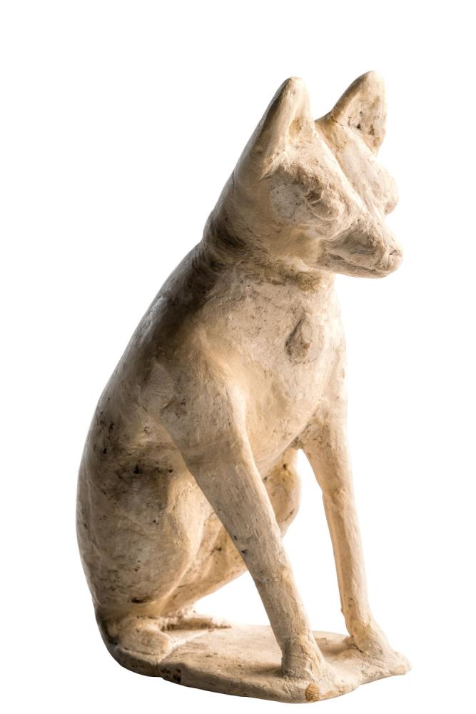 Volledige figurine van een hond in terracotta