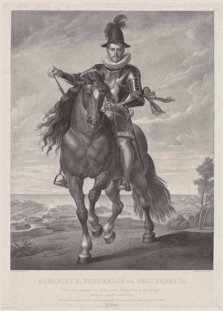 Albert  aartshertog van Oostenrijk  te paard