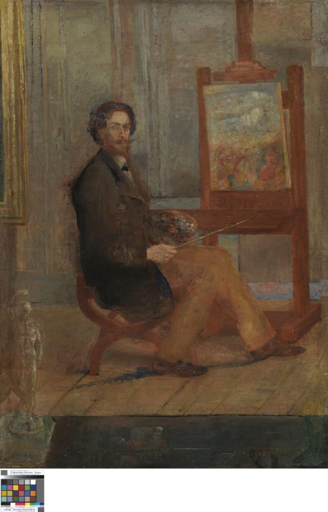 Ensor voor zijn schildersezel