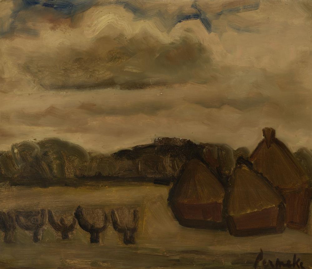 Landschap met hooimijten