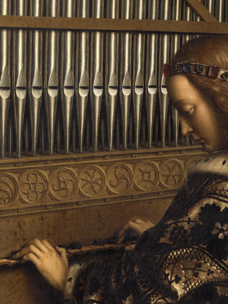 het Lam Gods: detail uit Paneel De Musicerende Engelen