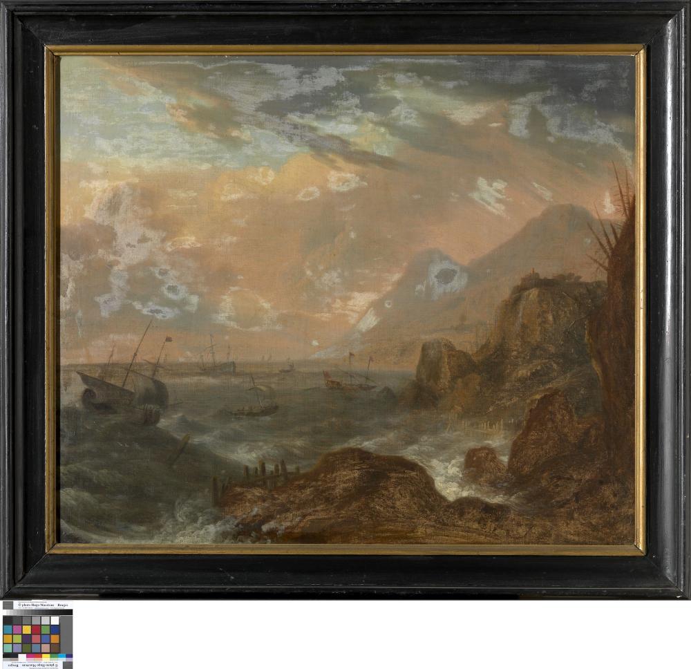 Kustlandschap bij storm