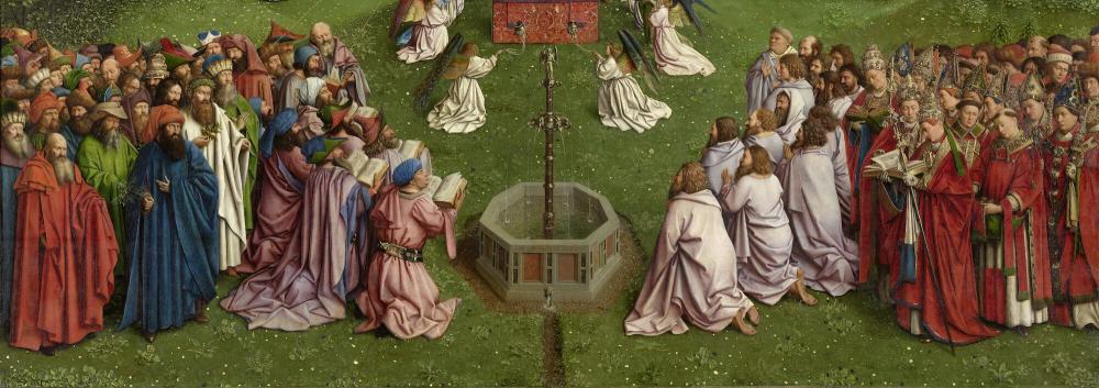 het Lam Gods: De Aanbidding van het Lam Gods Detail