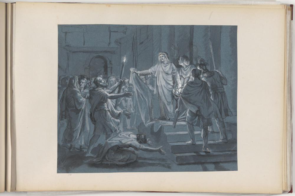 Judit toont aan haar volk het hoofd van Holofernes