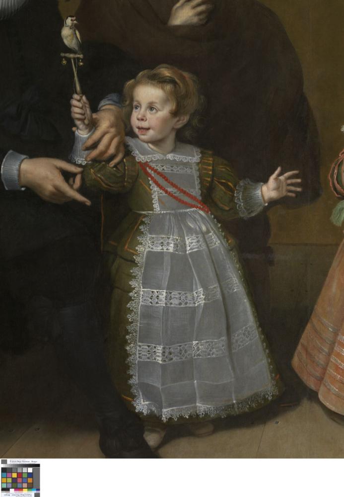 Portret van een familie inv. 841 detail meisje met vink