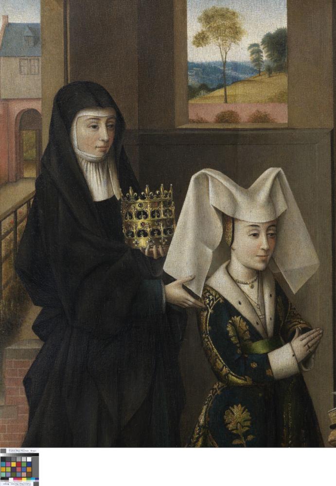 Isabella van Portugal met de heilige Elisabeth Linkerluik van een triptiek
