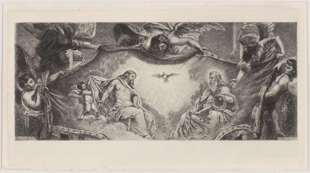 Heilige Drievuldigheid aanbeden door Vincent Gonzaga  hertog van Mantua en zijn familie