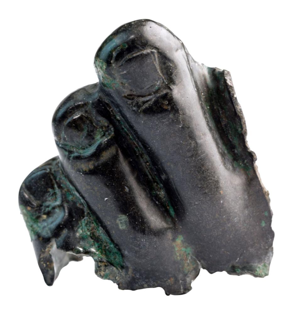 Linkervoetfragment van een rondsculptuur in brons